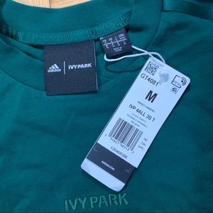 Ivy Park x Adidas Green Striped Tee Shirt M. NWT